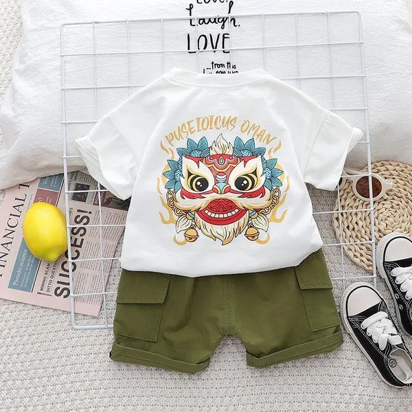 White_Trendy_&_Comfortable_Lion_T-Shirt_Set_For_Boys