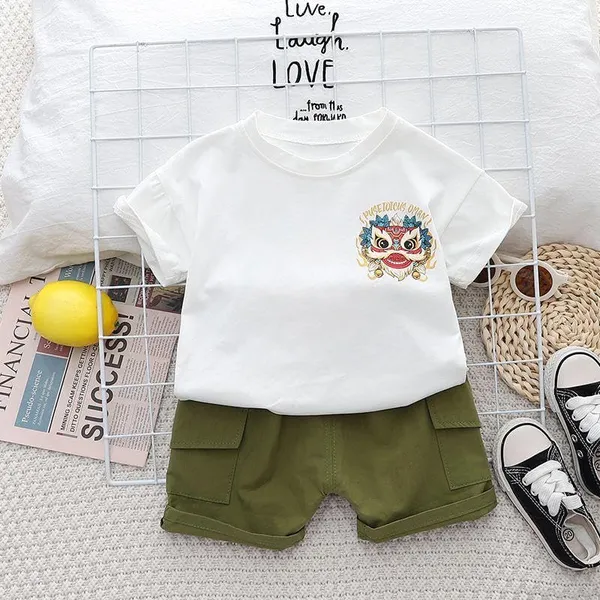 White_Trendy_&_Comfortable_Lion_T-Shirt_Set_For_Boys