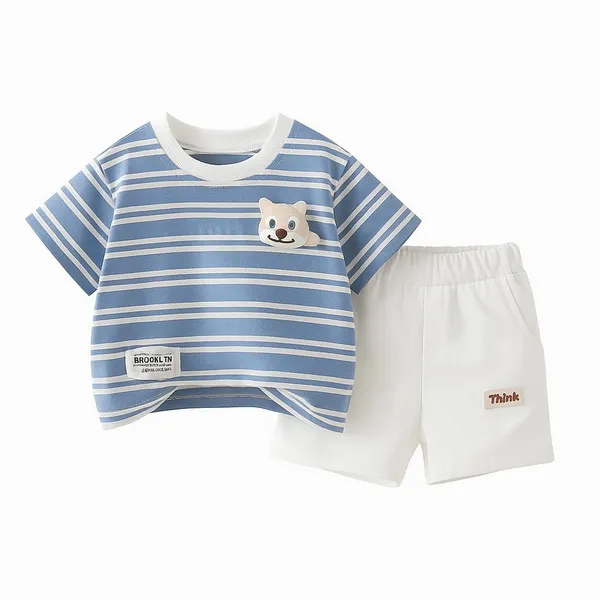 Blue_&_White_Stripes_Cotton_T-Shirt_With_Shorts_For_Baby_Boys