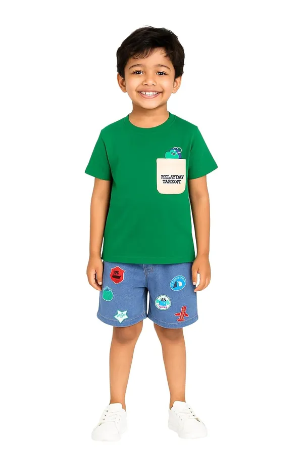 Green_Trendy_&_Comfortable_Relax_Day_Denim_Shorts_Set_For_Boys