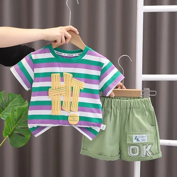 Green_Trendy_&_Comfortable_Striped_T-Shirt_Shorts_Set_For_Boys