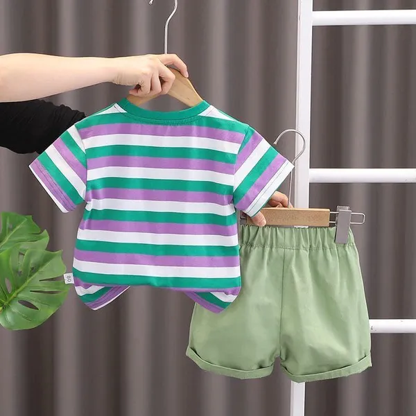 Green_Trendy_&_Comfortable_Striped_T-Shirt_Shorts_Set_For_Boys