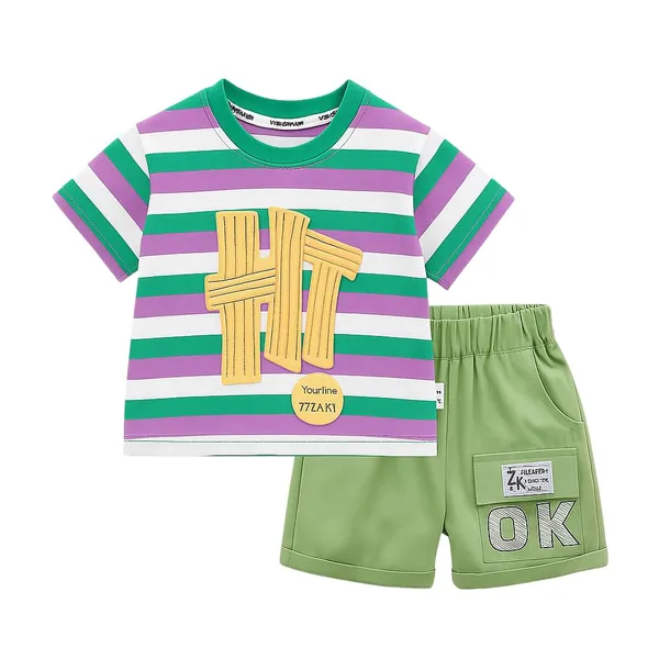 Green_Trendy_&_Comfortable_Striped_T-Shirt_Shorts_Set_For_Boys