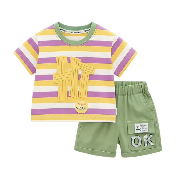 Yellow_Trendy_&_Comfortable_Striped_T-Shirt_Shorts_Set_For_Boys