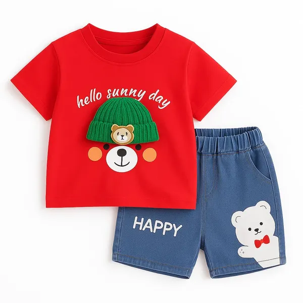 Red_Trendy_&_Comfortable_Knitted_Cap_T-Shirt_Set_For_Boys
