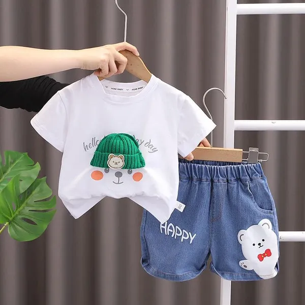 White_Trendy_&_Comfortable_Knitted_Cap_T-Shirt_Set_For_Boys