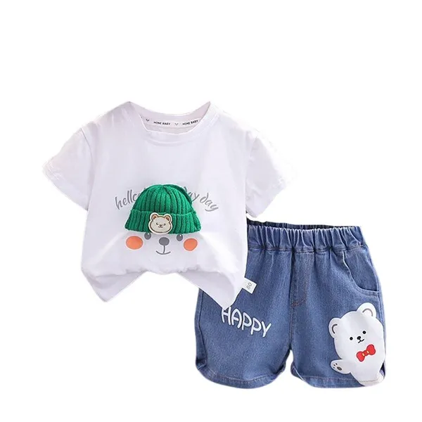 White_Trendy_&_Comfortable_Knitted_Cap_T-Shirt_Set_For_Boys