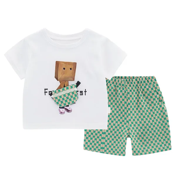 White_Trendy_&_Comfortable_Box_Cartoon_T-Shirt_Set_For_Boys