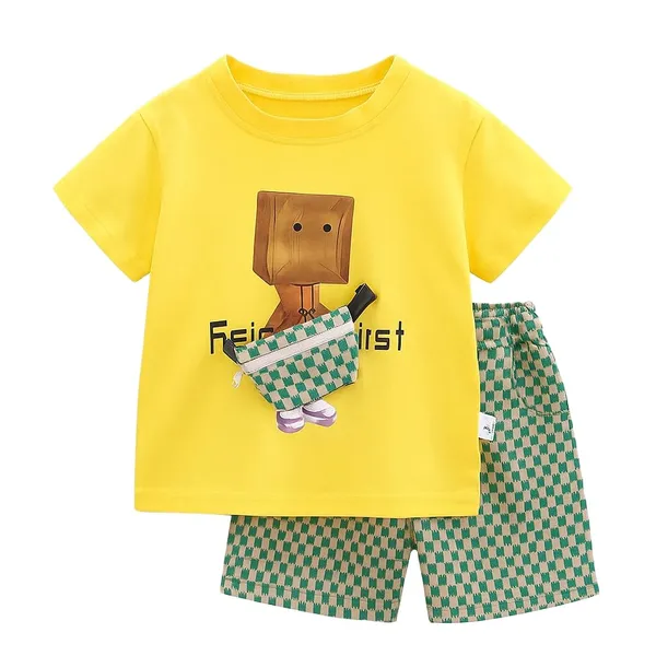 Yellow_Trendy_&_Comfortable_Box_Cartoon_T-Shirt_Set_For_Boys