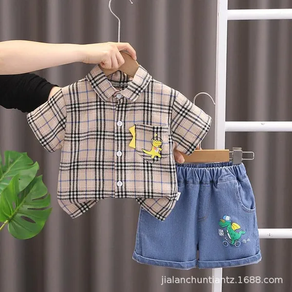 Brown_Trendy_&_Comfortable_Check_Shirt_Shorts_Set_For_Boys
