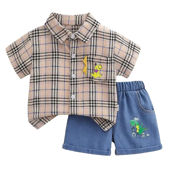 Brown_Trendy_&_Comfortable_Check_Shirt_Shorts_Set_For_Boys