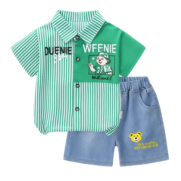 Green_Trendy_&_Comfortable_Solid_&_Striped_Shirt_For_Boys