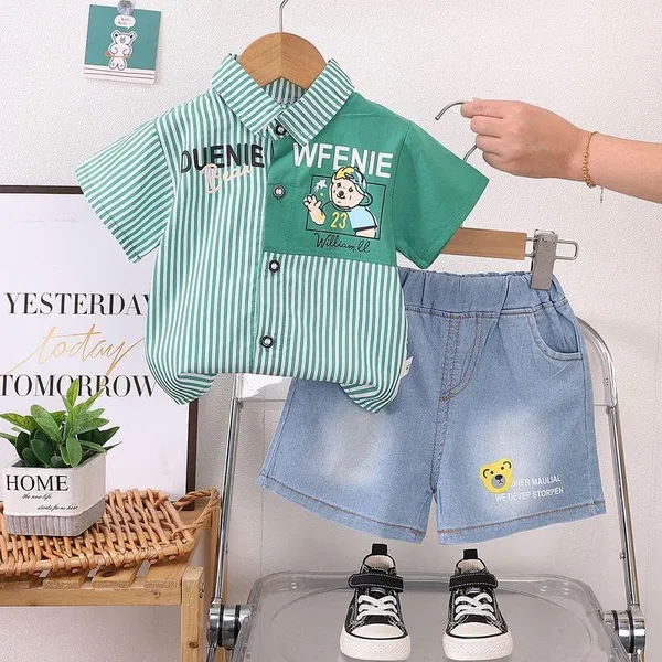 Green_Trendy_&_Comfortable_Solid_&_Striped_Shirt_For_Boys
