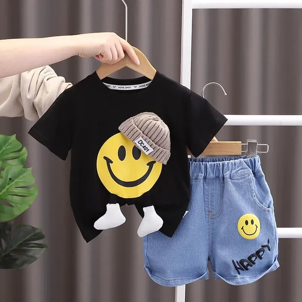 Black_Trendy_&_Comfortable_Smiley_T-Shirt_Denim_Set_For_Boys