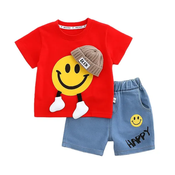 Red_Trendy_&_Comfortable_Smiley_T-Shirt_Denim_Set_For_Boys