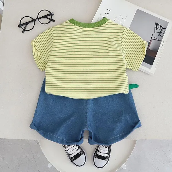 Green_Trendy_&_Comfortable_Dinosaur_Denim_Short_Set_For_Boys