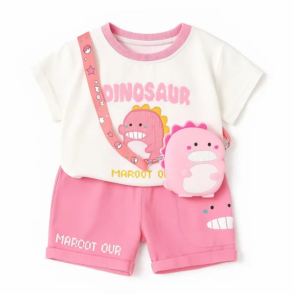 Pink_Trendy_&_Comfortable_Dinosaur_Matching_Short_Set_For_Boys