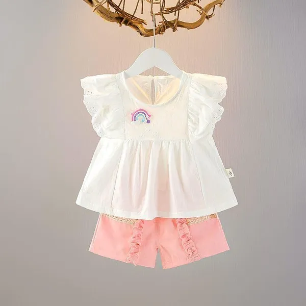 Grey_Trendy_&_Comfortable_Rainbow_Top_&_Ruffle_Shorts_Set_For_Girls