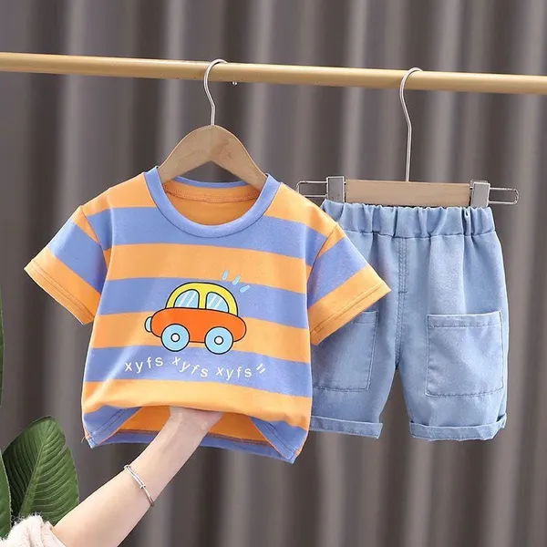 Orange_Trendy_&_Comfortable_Striped_T-Shirt_Shorts_Set_For_Boys