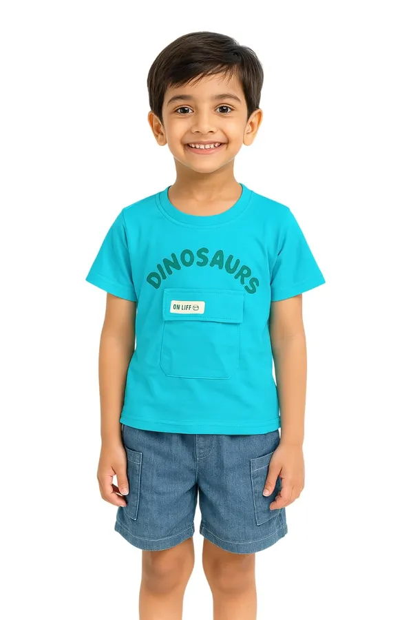 Sea_Green_Trendy_&_Comfortable_Dino_Explorer_Pocket_Tee_&_Shorts_Set_For_Boys