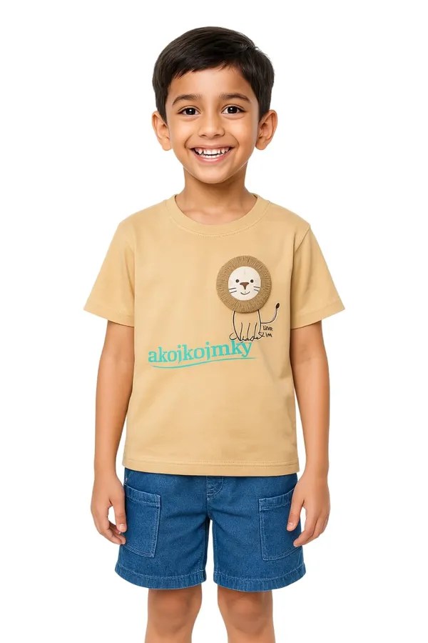 Brown_Trendy_&_Comfortable_Little_King_Lion_Tee_&_Shorts_Set_For_Boys