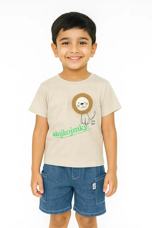 Grey_Trendy_&_Comfortable_Little_King_Lion_Tee_&_Shorts_Set_For_Boys