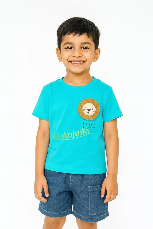 Sea_Green_Trendy_&_Comfortable_Little_King_Lion_Tee_&_Shorts_Set_For_Boys