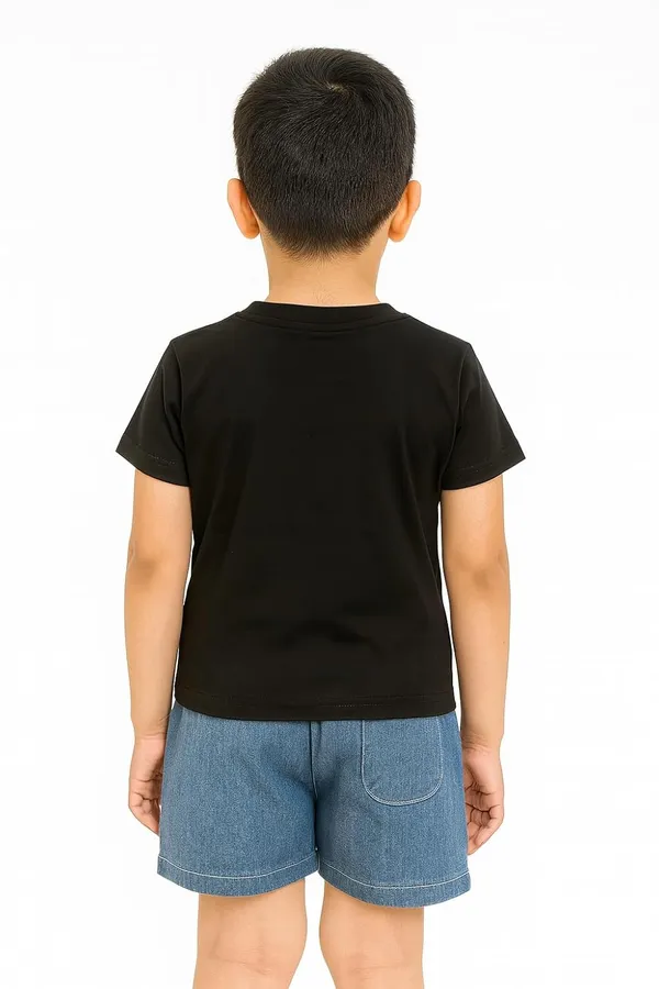 Black_Trendy_&_Comfortable_Color_Block_Craze_Graphic_Tee_&_Denim_Shorts_Set_For_Boys