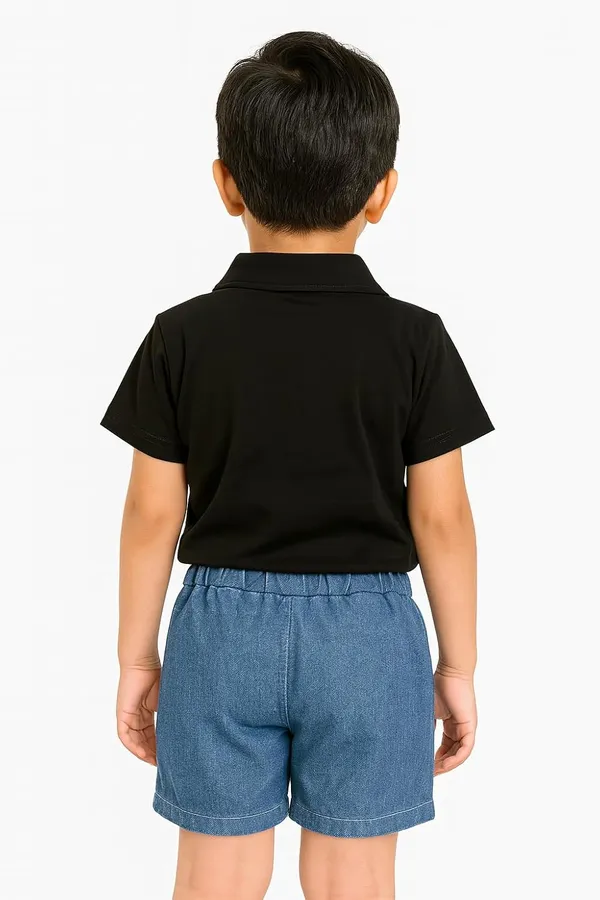 Black_Trendy_&_Comfortable_Jurassic_Polo_Dino_Top_&_Jungle_Shorts_Set_For_Boys
