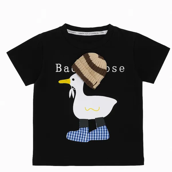 Black_Trendy_&_Comfortable_Ducking_T_Shirt_Shorts_Set_For_Boys