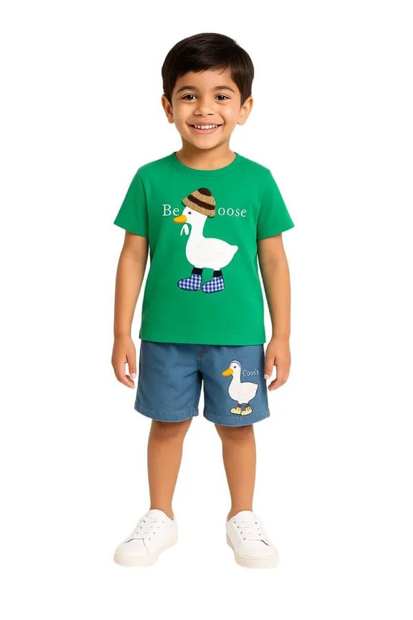 Green_Trendy_&_Comfortable_Ducking_T_Shirt_Shorts_Set_For_Boys