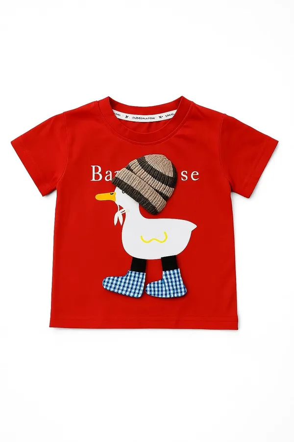 Red_Trendy_&_Comfortable_Ducking_T_Shirt_Shorts_Set_For_Boys