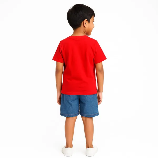 Red_Trendy_&_Comfortable_Ducking_T_Shirt_Shorts_Set_For_Boys
