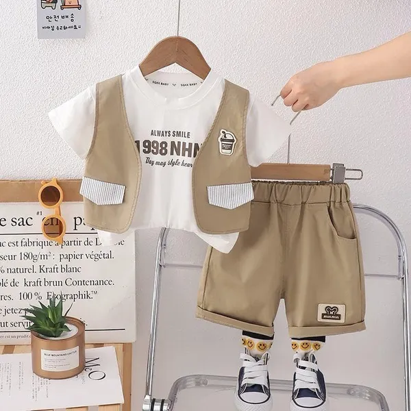 Brown_Printed_Cotton_T-Shirt_&_Jacket_With_Shorts_For_Baby_Boys