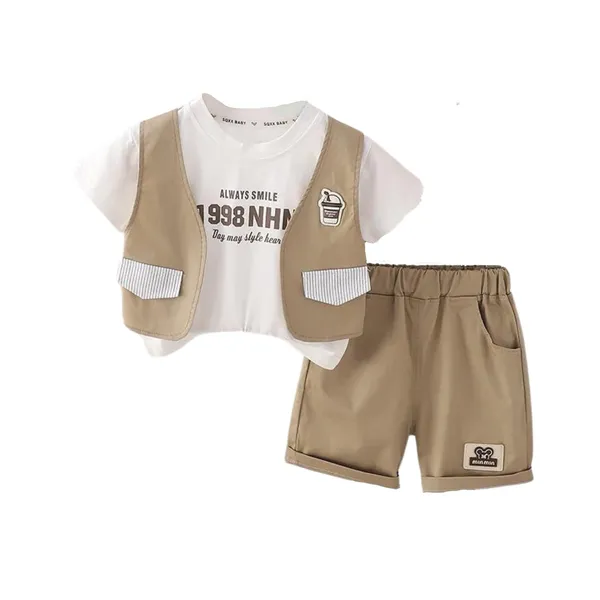 Brown_Printed_Cotton_T-Shirt_&_Jacket_With_Shorts_For_Baby_Boys