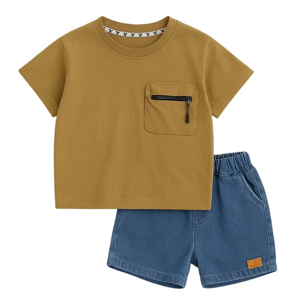 Brown_Trendy_&_Comfortable_T-Shirt_Denim_Shorts_For_Boys