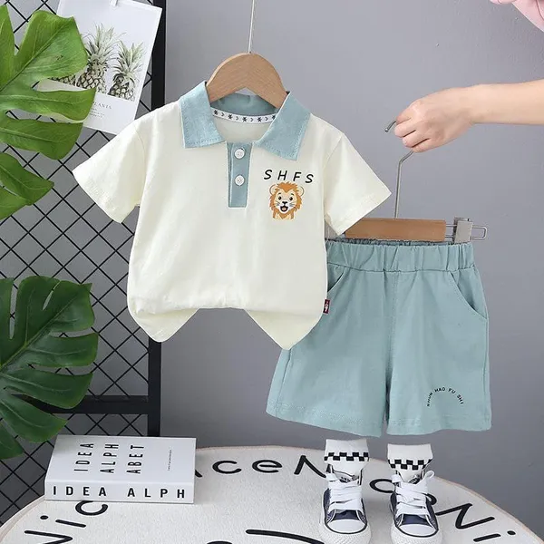 Sea_Green_Trendy_&_Comfortable_Lion_T-Shirt_Set_For_Boys