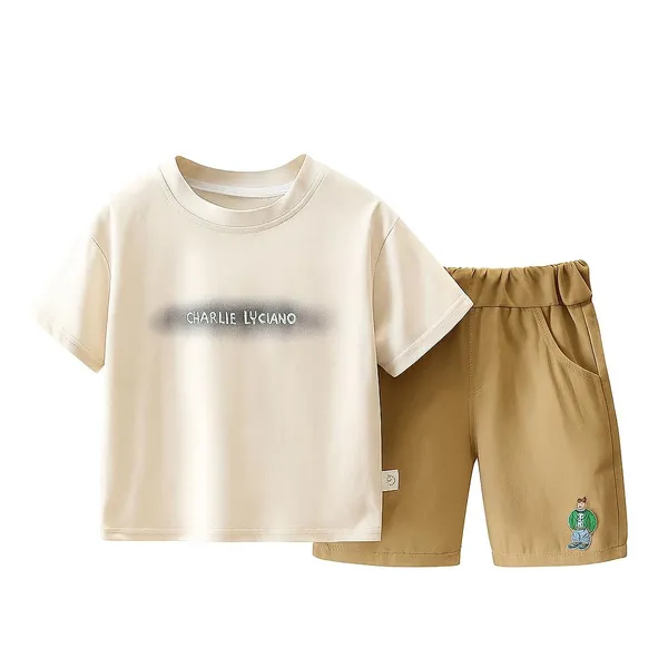 Cream_Printed_Cotton_T-Shirt_With_Shorts_For_Baby_Boys