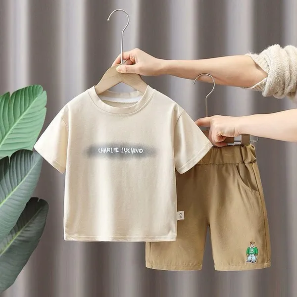 Cream_Printed_Cotton_T-Shirt_With_Shorts_For_Baby_Boys