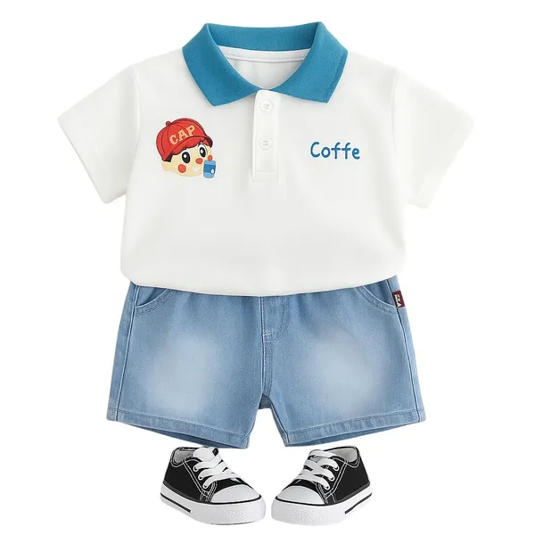 White_Trendy_&_Comfortable_T-Shirt_Denim_Shorts_For_Boys