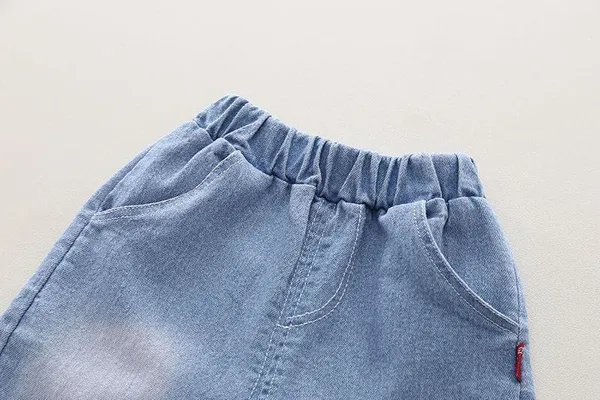 White_Trendy_&_Comfortable_T-Shirt_Denim_Shorts_For_Boys