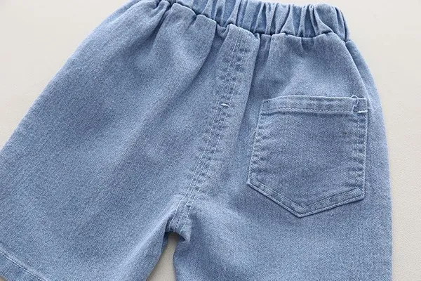White_Trendy_&_Comfortable_T-Shirt_Denim_Shorts_For_Boys