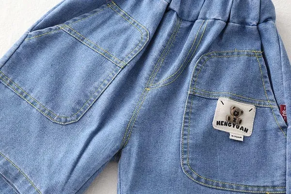 Cream_Trendy_&_Comfortable_Teddy_Bear_Denim_Shorts_For_Boys
