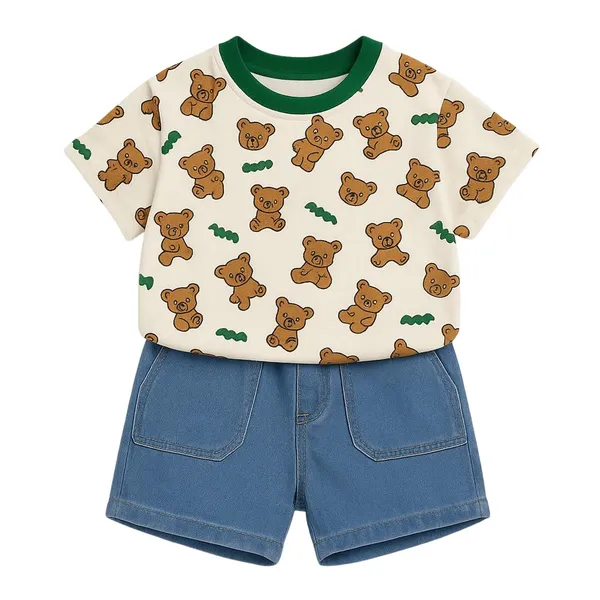 Cream_Trendy_&_Comfortable_Teddy_Bear_Denim_Shorts_For_Boys