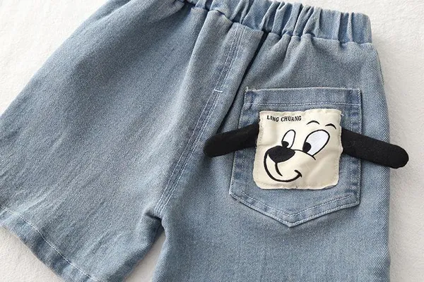 Cream_Trendy_&_Comfortable_Bear_Denim_Shorts_For_Boys