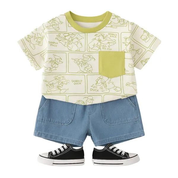 Green_Trendy_&_Comfortable_Dinosaur_Denim_Short_Set_For_Boys