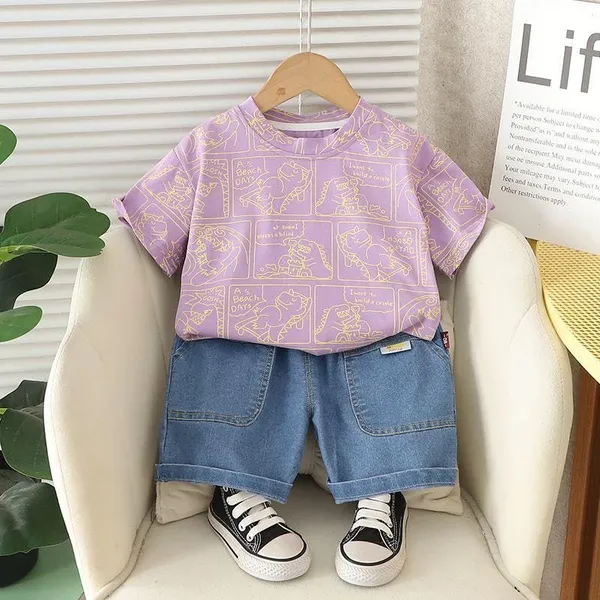 Lavender_Trendy_&_Comfortable_Dinosaur_Denim_Short_Set_For_Boys