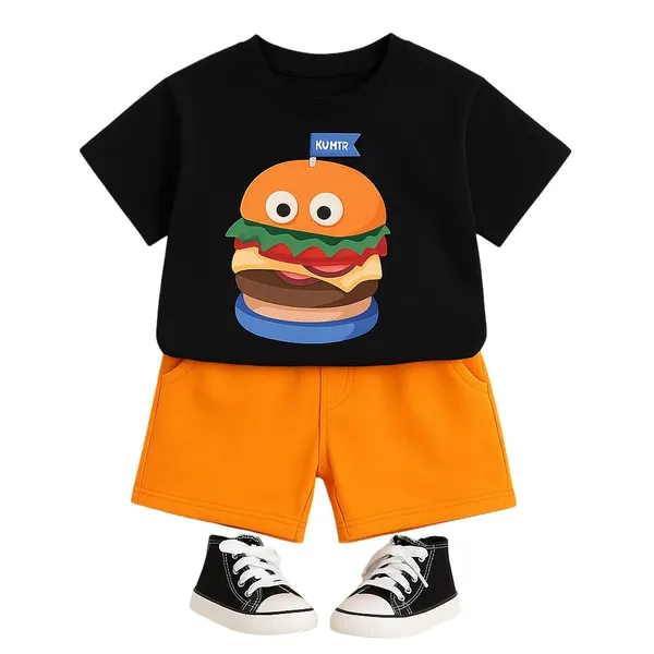 Black_Trendy_&_Comfortable_Hamburger_Short_Set_For_Boys