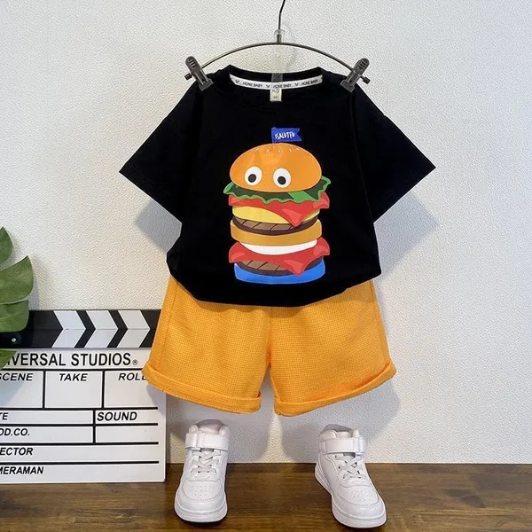 Black_Trendy_&_Comfortable_Hamburger_Short_Set_For_Boys