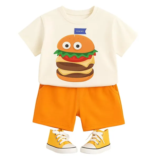 Cream_Trendy_&_Comfortable_Hamburger_Short_Set_For_Boys